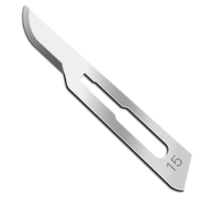 #15 Scalpel Blades, Stainless Steel, Sterile, 100 Pack - AJ207